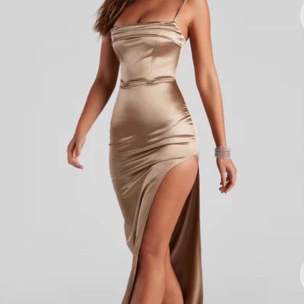 Windsor Gold Corset Formal Dress, Size XS